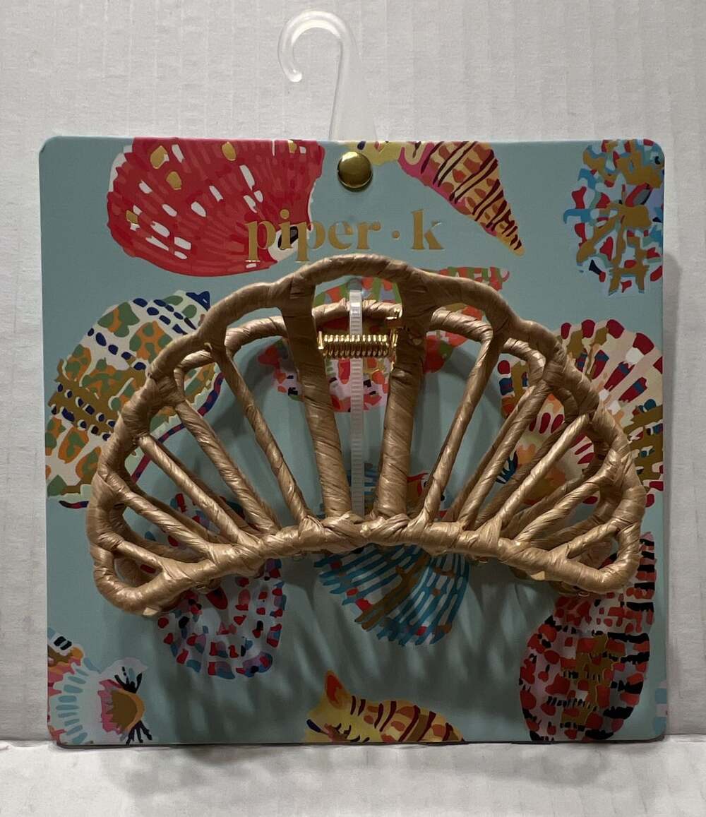 Piper K Golden Wrapped Shell Hair Claw Clip NEW